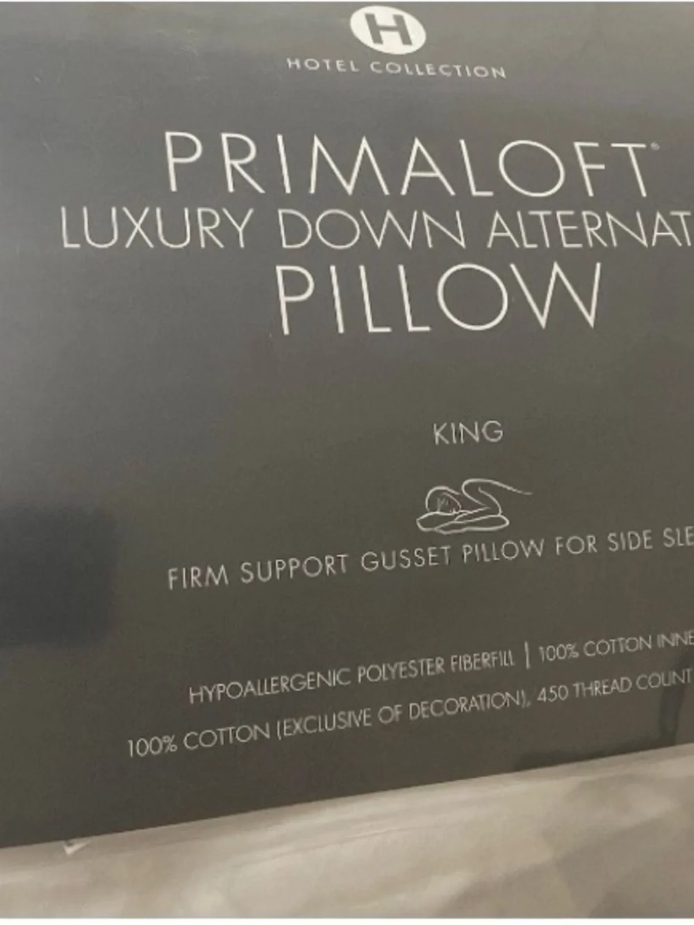 SET 2 Hotel Collection WHITE Primaloft 450-Thread Count Firm Density Pillow,King